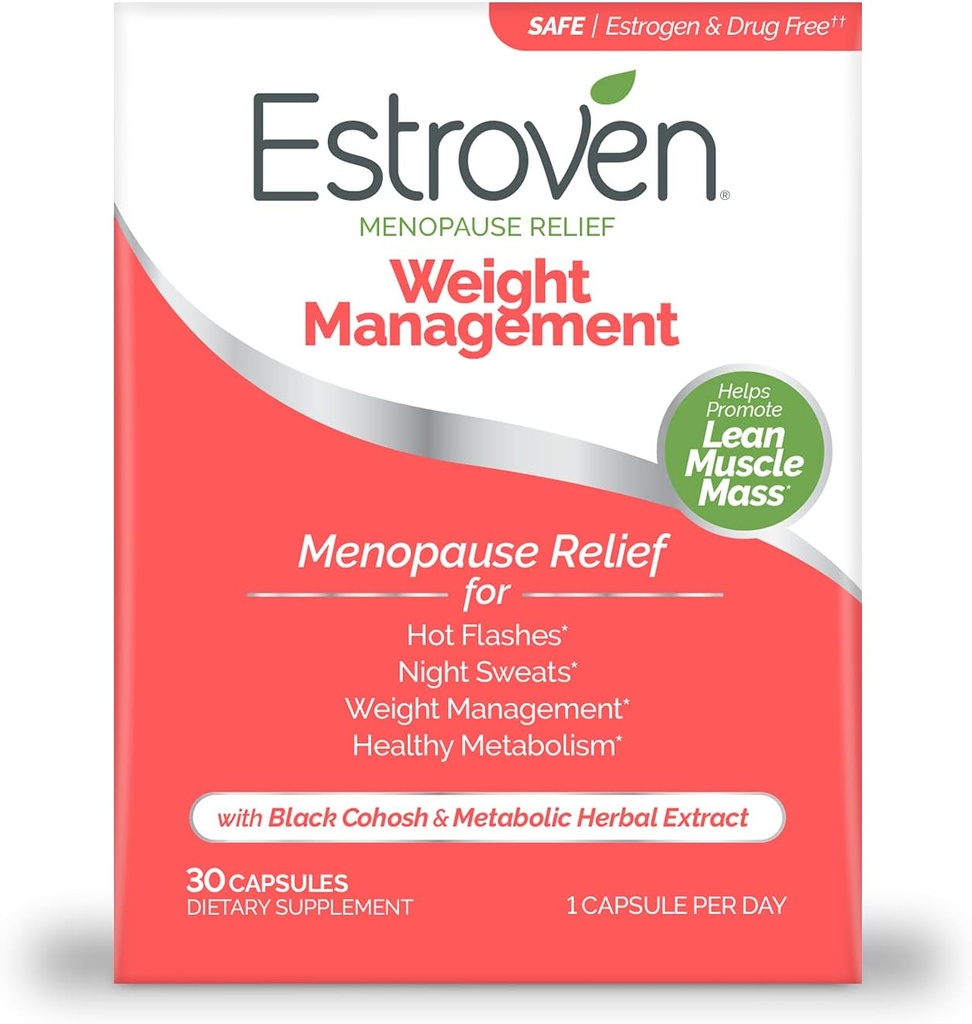 Estroven Menopauza Relief Weight Management 60 & 30 Počet klinicky osvědčené Správa hmotnosti Hot Flashes Night Sweats