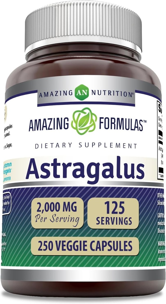 Amazing Approvas Astragalus 2000 mg Per Serving Capsule Supplementary 124; Made from Pure Astragalus Membranaceus Plant Root Extract 124; Non- GMO Approval 124; Gluten Free (250 Count)