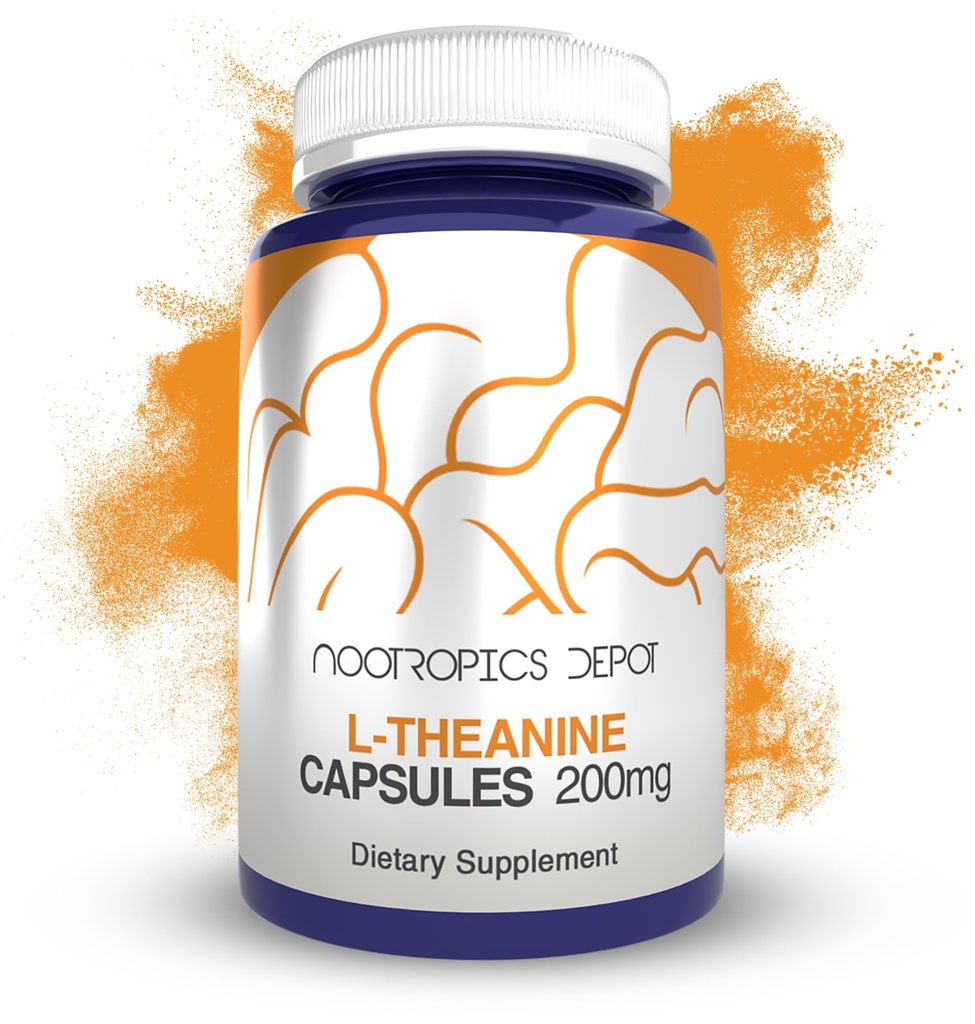 Nootropics Depot L- Theanine Kapsle 200mg (180 Počet) 124; Promotes Relaxation CLAS124; Podporuje zdravé tlakové hladiny + spánkové cykly CLAS124; Promotes Cognitive Function + Focus CLAS124; Amino Acid Supplement