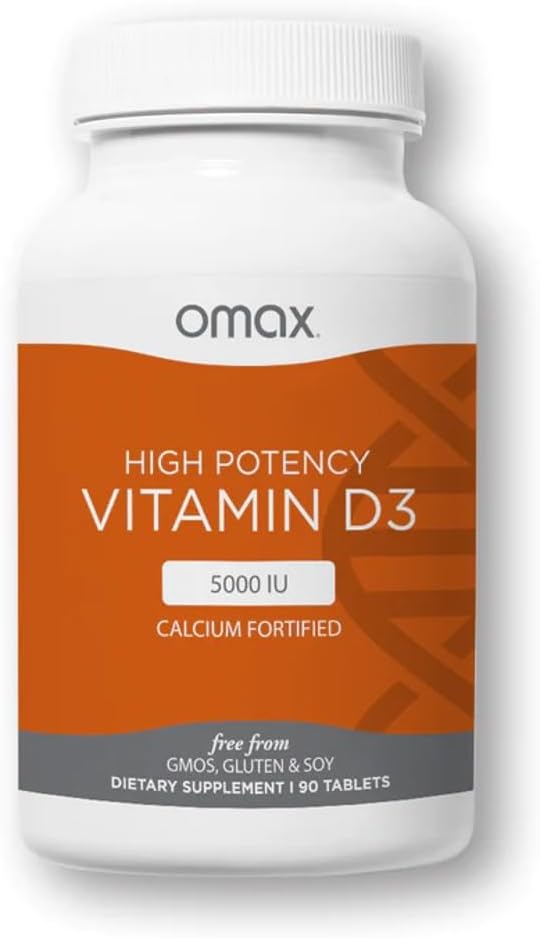 Omax3 Vitamin D3 5000 IU + vápník, 90- denní zásoba, silné kosti, svaly a spojky, srdeční zdraví, imunita, bez GMO, bez glutenu, bez soli (nové balení) - 90 tablet (90)