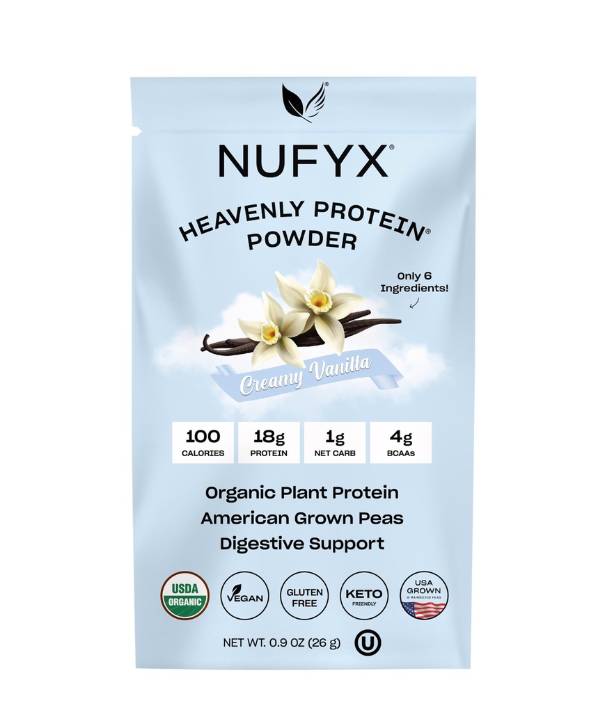 NUFYX ® • Nebeský protein ® Powder • Světově nejjemnější 100% organické americké pěstované hrušky • Vegan • Gluten zdarma • Nízký karb (krémová vanilka, balíček)