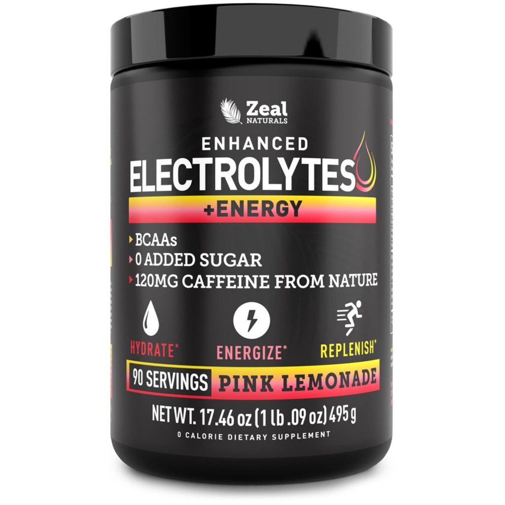 Pre- Workout Electrolyte + Energy Powder Drink Mix (90 Servings Of 124; Pink Lemonade) w / 0 Cukr + BCAA + B-Vitamins Electrolyte Supplement w Draslík Zinum & Magnesium for Hydration - Keto Electrolytes