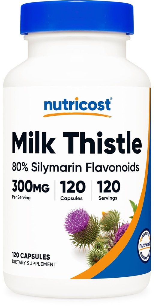 Nutricost Milk Thistle Kapsle 300mg, 120 Kapsle (80% Silymarin) - Gluten- Free & Non- GMO