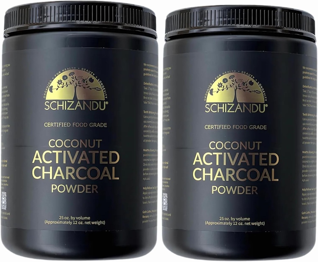 Organic Charcoal Powder Activated Charcoal Natural, Vegan, Organic, GMO Free - Velká láhev 25 oz Powder - 2pack