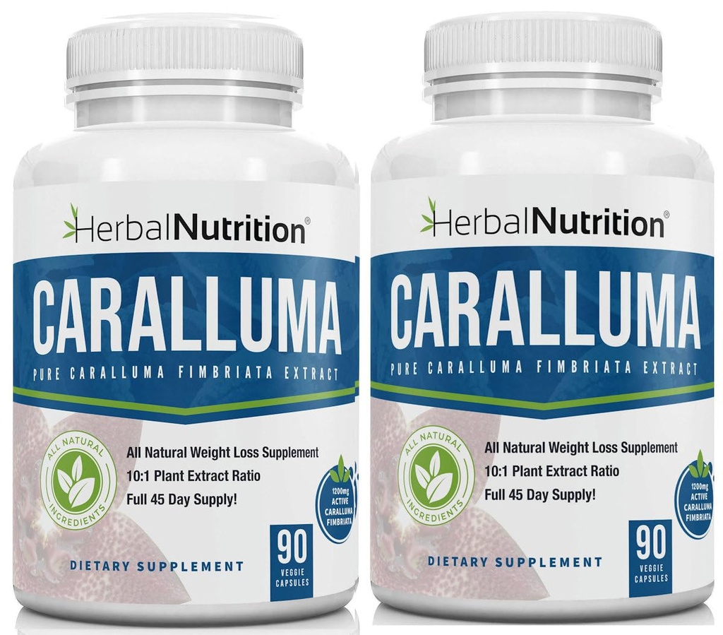 Herbal Nutrition Caralluma Fimbriata 180 Kapsle Dvě lahvičky balení Maximální pevnost 10: 1 Extrakt Poměr 1200mg All- Natural Diet, Energy, Endurance a Weight Management Dodatek