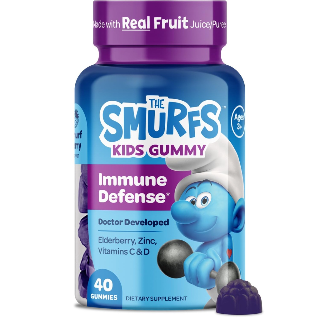 Šmoulové Kids Imunitní Podpora gumy 124; Black Elderberry Vitamin C a Zinek Kids Imunity Gummies 124; Made with Real Fruit Fruit 124; Doctor Vyvinula 124; Non- GMO & No umělé Flavors nebo Barvy 124; 40 Gumy