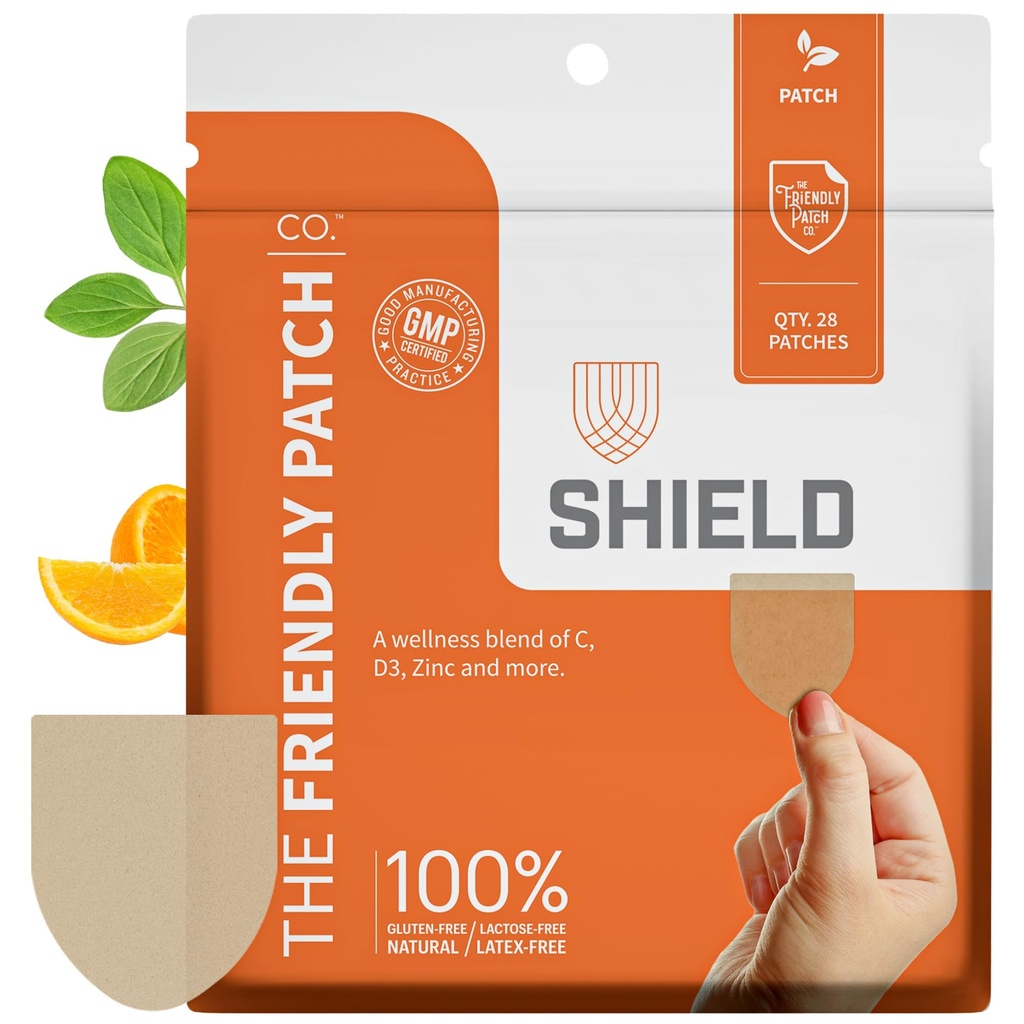 Friendly Patch Shield Podpora imunity Patch 124; Nositelné imunitní zesilovače pro dospělé s vitamínem D3, C a zinku 124; 28 Imunity Boost Patches