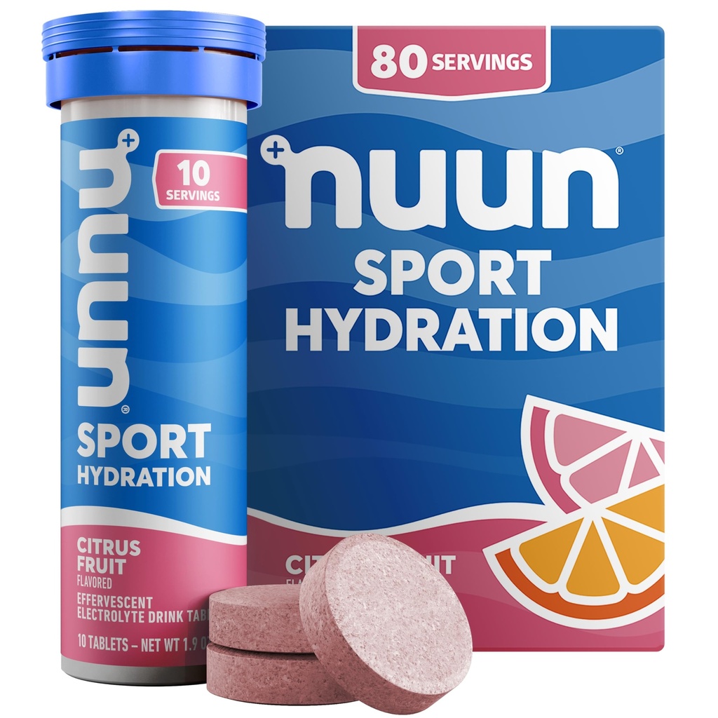 Nuun Sport Electrolyte Tablety s hořčík, vápník, draslík, chlorid & sodík, gluten Free & Vegan, Citrus Fruit, 8 Pack (80 Služební celkem)