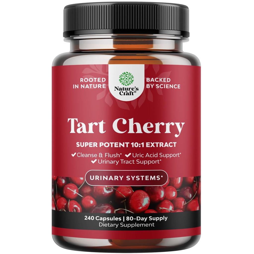 Extra síla Tart Cherry Kapsle - Tart Cherry Extract Kapsle 7500mg pro čistící prostředky pro dnu a ledviny Podpora - Ovoce Extract Dodatek pro močení Tract Zdraví a společná podpora - 240 Ct