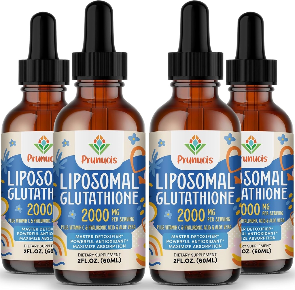 2000MG Liposomal Glutathione Liquid, 98% Absorpce, Aktivní forma L-Glutathione dodatek, Vegan Friendly, Výkonný antioxidační komplex pro imunitní systém, Stárnutí obrany, Detox, 8 FL.OZ