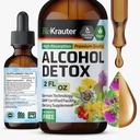 BIO KRAUTER Alkohol Detox Tinktura - Játra Čistota & Detox Formule - Mléko Thistle & Pampeliška - Liquid Extract - Alkohol a cukr zdarma - Vegan Drops 2 Fl.Oz.