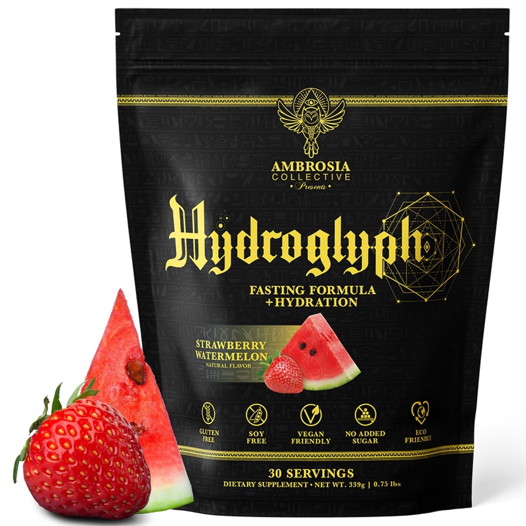 Ambrosia Hydroglyf Intraworking Formule w / BCAA + EAA + Electrolytes Hydration Powder to Protect Lean Muscle, 0g Cukry Fasting Hydration Drink Mix, Made w / Coconut Water (Jahodový meloun)