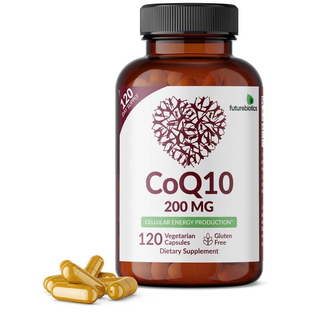 Futurebiotika CoQ10 200 MG Výroba celulární energie, 120 Vegetariánských kapslí