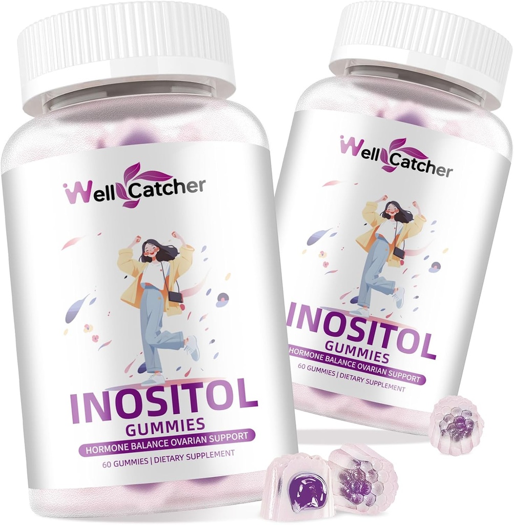 Inositol Gummies Myo- Inositol & D- Chiro Inositol Ideální 40: 1 Ratio Inositol Dodatek s Omega33 Vitamin D3 Podporuje zdravé Ovulační cyklus Regularita Grape Flavor 2 Balky