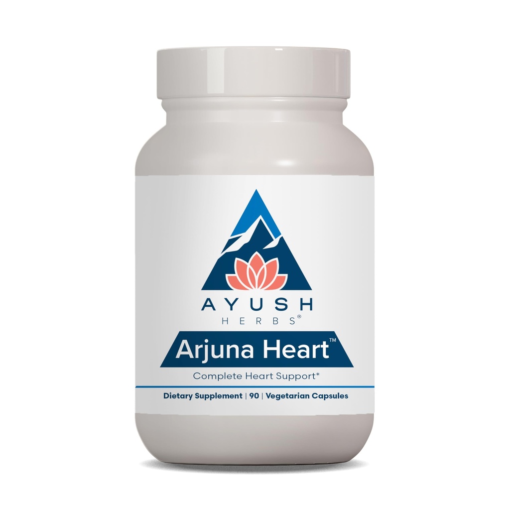 Ayush Herbs Arjuna Heart, Bylinný dodatek pro podporu srdce, Heart- Protection Kapsle pro muže a ženy, 90 Vegetariánské Kapsle