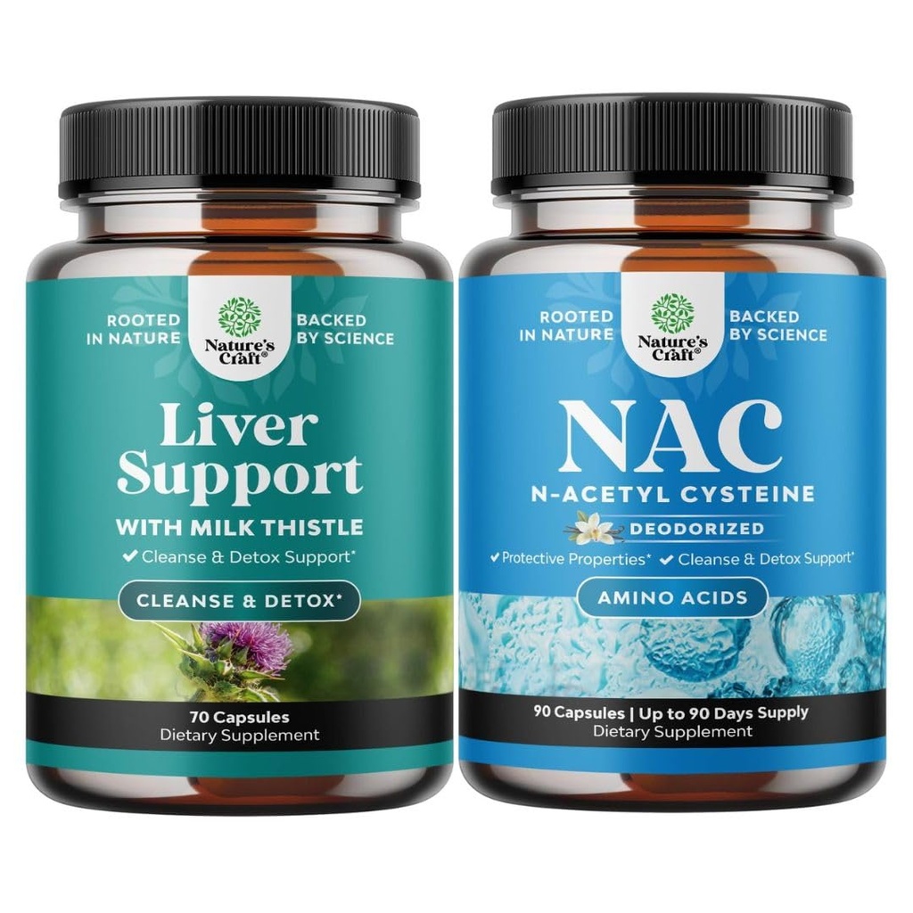Svazky z čistírny jater Detox & Opravy Formule a NAC doplněk N-Acetyl Cysteine 600mg - Bylinný doplněk pro podporu jater s mléčným bodlákem - vysoká absorpce NAC 600 mg Kapsle Glutathione