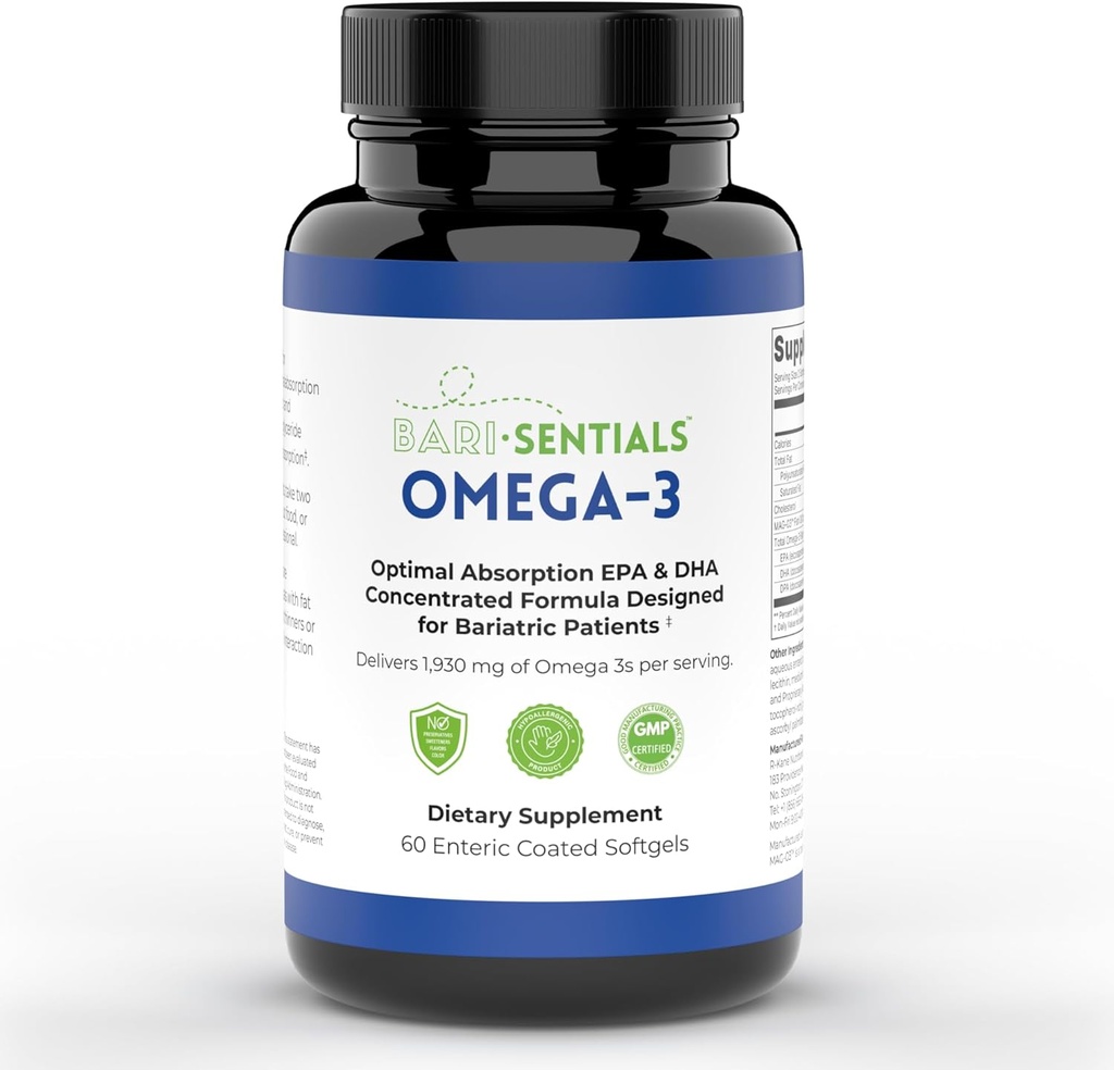 R- Kane Nutritionals Barisionments Omega33 Supplement - 1,930mg EPA & DHA per Servin- Designed for Bariatric Patients - High Absorption MAG-03 Technology - 60 Coated Softgels (1-Month Supply)