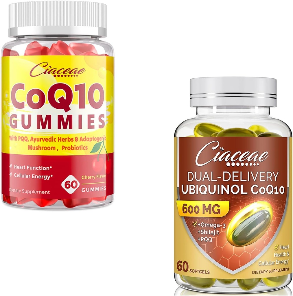 Ubiquinol CoQ10 600 MG 60 Softgels Bundle s CoQ10 Gummies 400 MG 60 Počet
