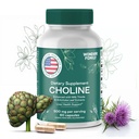 Cholin Bitartate 500MG - Premium Choline doplňky - Příplatek pro podporu jater a žlučník doplňky - Colina Suplemento 500 mg Orgánica - Brain Vitamin pro paměť a zaměření - 60 Choline Caps
