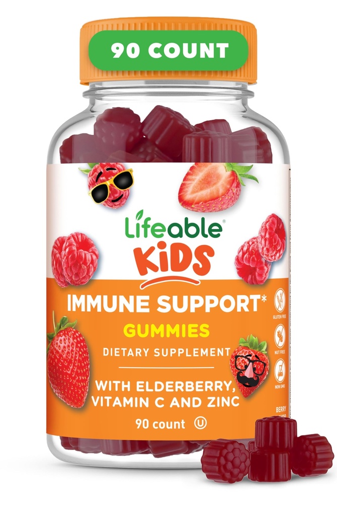 Živé děti Imunitní podpora gumy 124; Elderberry Vitamin C a zink 124; Velký Ochutnávání Imunitní Supplement Elderberry Gummies pro děti 124; Dětské Elderberry Gummies pro chlapce, Dívky 124; 90 Gumy