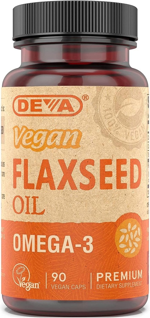 Deva Vegan Vitamins Flax Seed Oil, 500 MG, Vegan, 90 Vcap (4 balení)