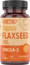 Deva Vegan Vitamins Flax Seed Oil, 500 MG, Vegan, 90 Vcap (4 balení)