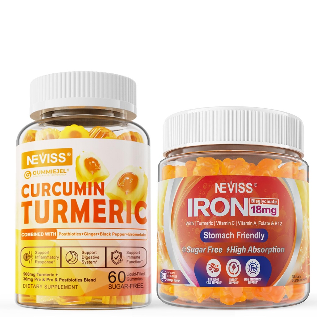 Bez cukru Kurkumin plněné gumy 550mg pro dospělé, Vegan Železné gumy dodatek s vitamínem C
