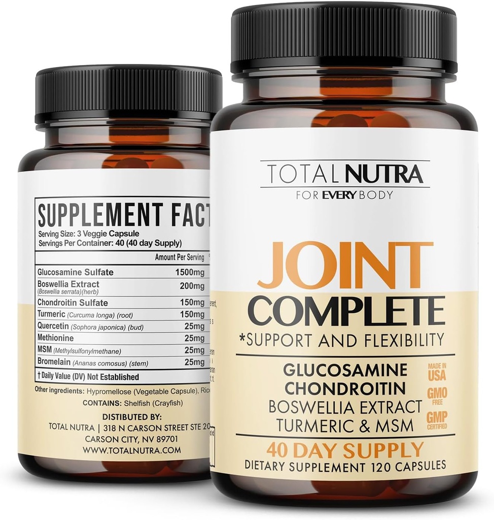 Glucosamine Chondroitin MSM Turmeric 2100mg - Společné kompletní kapsle, Pokročilá síla Společná podpora Dodatek pro dospělé Ruce zpět Knee Mobilita - Kostní a společné zdravotní doplňky pro muže a ženy