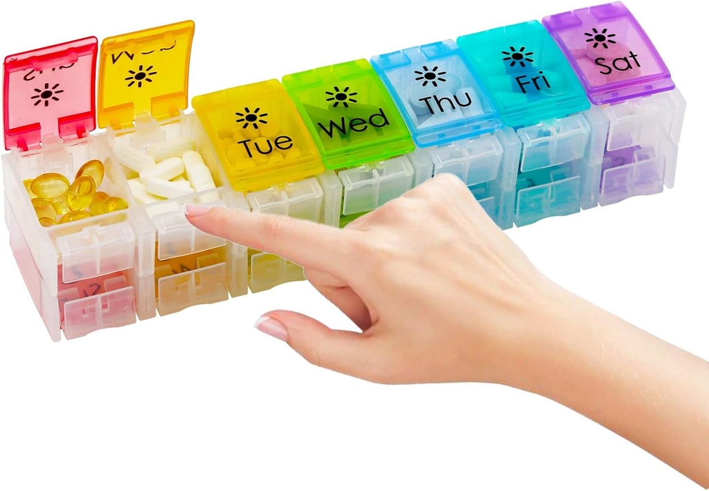 Velký Pořadatel pilulek 7 den s Spring- Open Design- Týdenní Pořadatel pilulek 2 krát denně s AM PM Velké kompartmenty Pill Box pro doplňky Pill Držák kontejneru Vitamíny Medicine Organizátor
