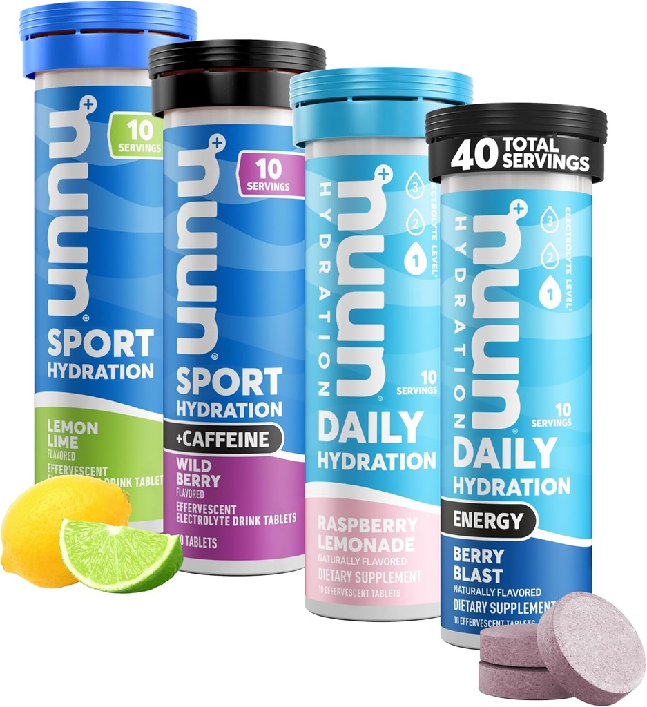 Nuun Hydration Electrolyte Tablety - Rozpustné ve vodě, Kompletní balení 124; 5 Esenciální elektrolyty pro Hydrataci 124; 1g Sugar Drink Mix 124; Vegan, Non- GMO Creditor 124; 4 Pack (40 Celkem Service)