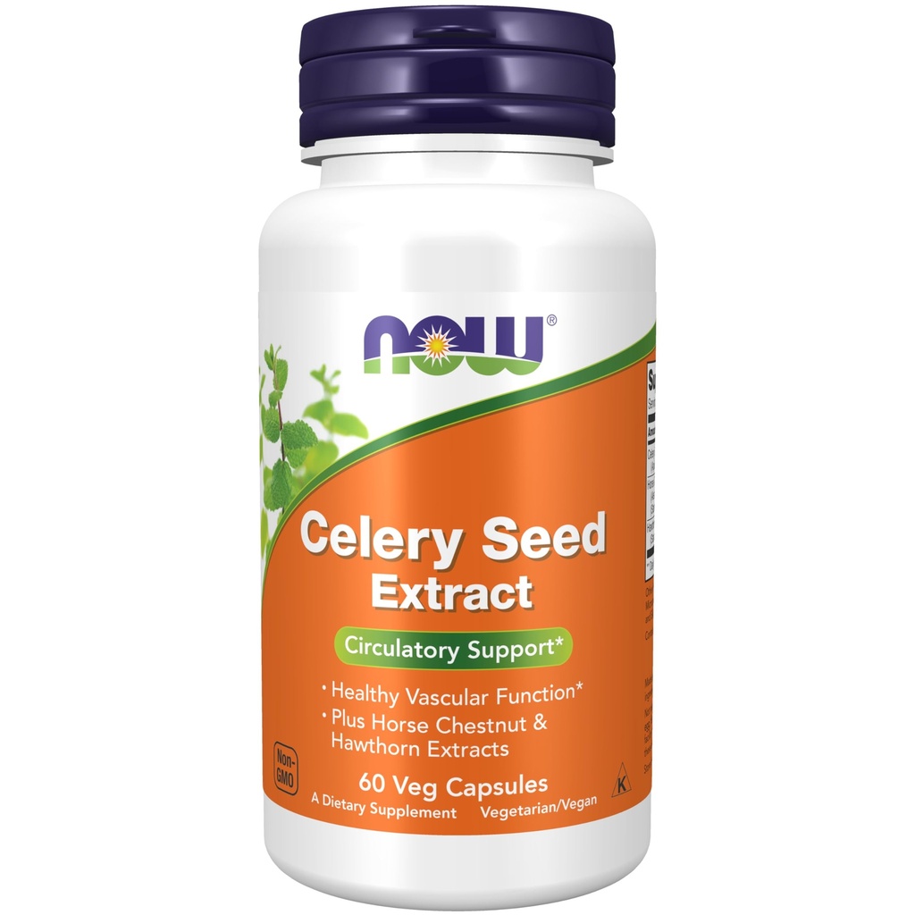 Nyní Potraviny doplňky, Celer Seed Extract, plus Koňský Kaštan a Hawthorn Extracts, 60 Veg Kapsle