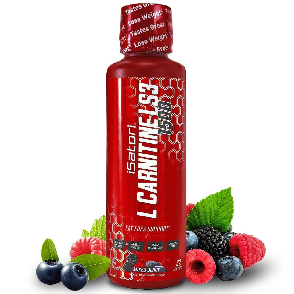 iSatori L- karnitin LS3 1500, Triple-Blend Liquid L Carnitin dodatek, s acetyl & tartrát, stimulant zdarma, nízké kalorií, cukr & gluten zdarma, Keto- Friendly, Smíšené Berry Flavor (32 Služeb)