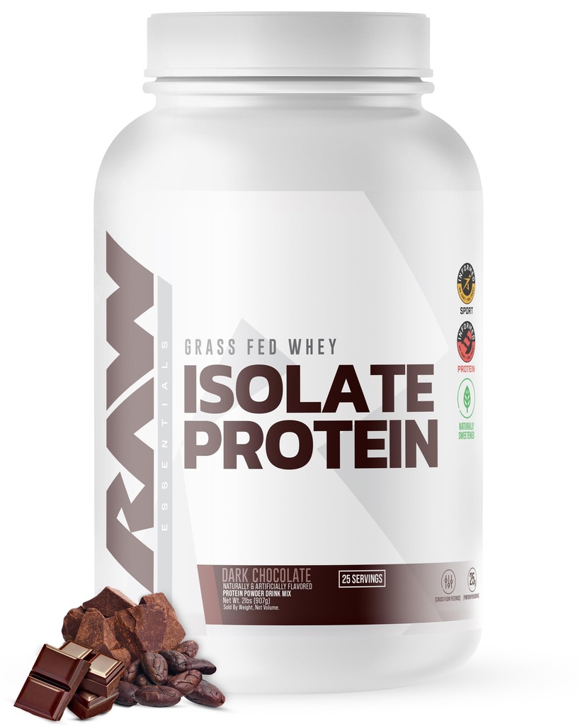 RAW Syrovátka izolát protein prášek, tmavá čokoláda - 100% Tráva-Fed Sportovní výživa Syrovátka prášek pro růst a obnovu svalů - Low-tuk, nízký karb, přirozeně ochucené & Sweeced - 25 Služeb