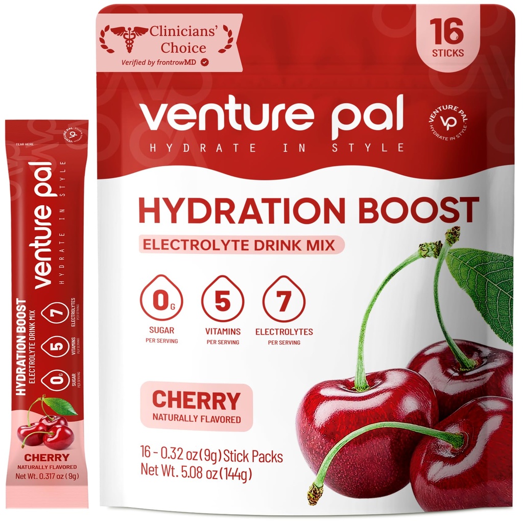 Venture Pal Sugar Free Electrolyte Powder Packets - Liquid Daily IV Drink Mix for Rapid Hydration & Party Recovery 124; 5 Vitamíny & 7 Electrolytes 124; Keto Friendly French 124; Non- GMO French 124; Certified Vegan French 124; 16 Sticks