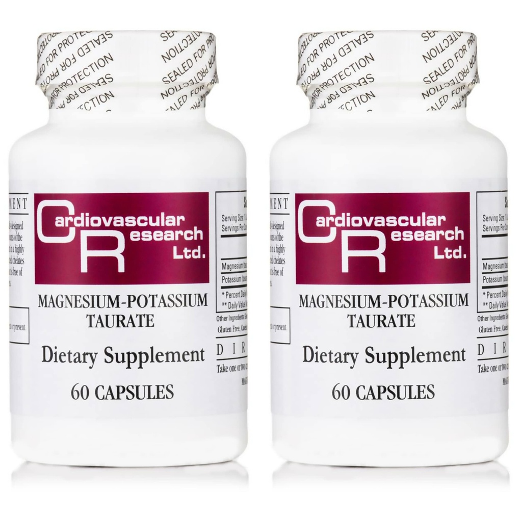 Kardiovaskulární výzkum Magnesium- Draslík Taurát - Patent čeká - 60 Veggie Caps X 2 Lahve