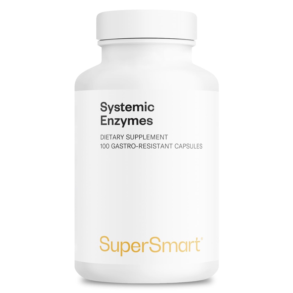 Supersmart Systemické enzymy (High Potency) - s bromelain, proteáza, lipáza, trypsin, chymokrypsin, Peptidasa, Pankreatin - proteolytické enzymy Komplexní 124; Non- GMO & gluten Free - 100 DR Kapsle