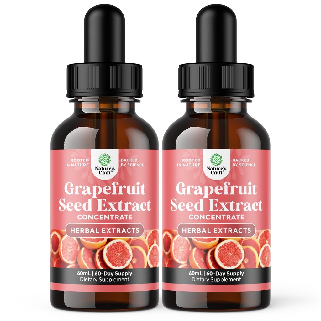 GSE Grapefruit Seed Extract Liquid - One Drop Daily - Super Koncentrované Grape Seed Extract Liquid Drops Bohaté na bioflavonoidy a polyfenoly pro Gut Health & Immunal Support - 2 Pack Bundle - 120 dní