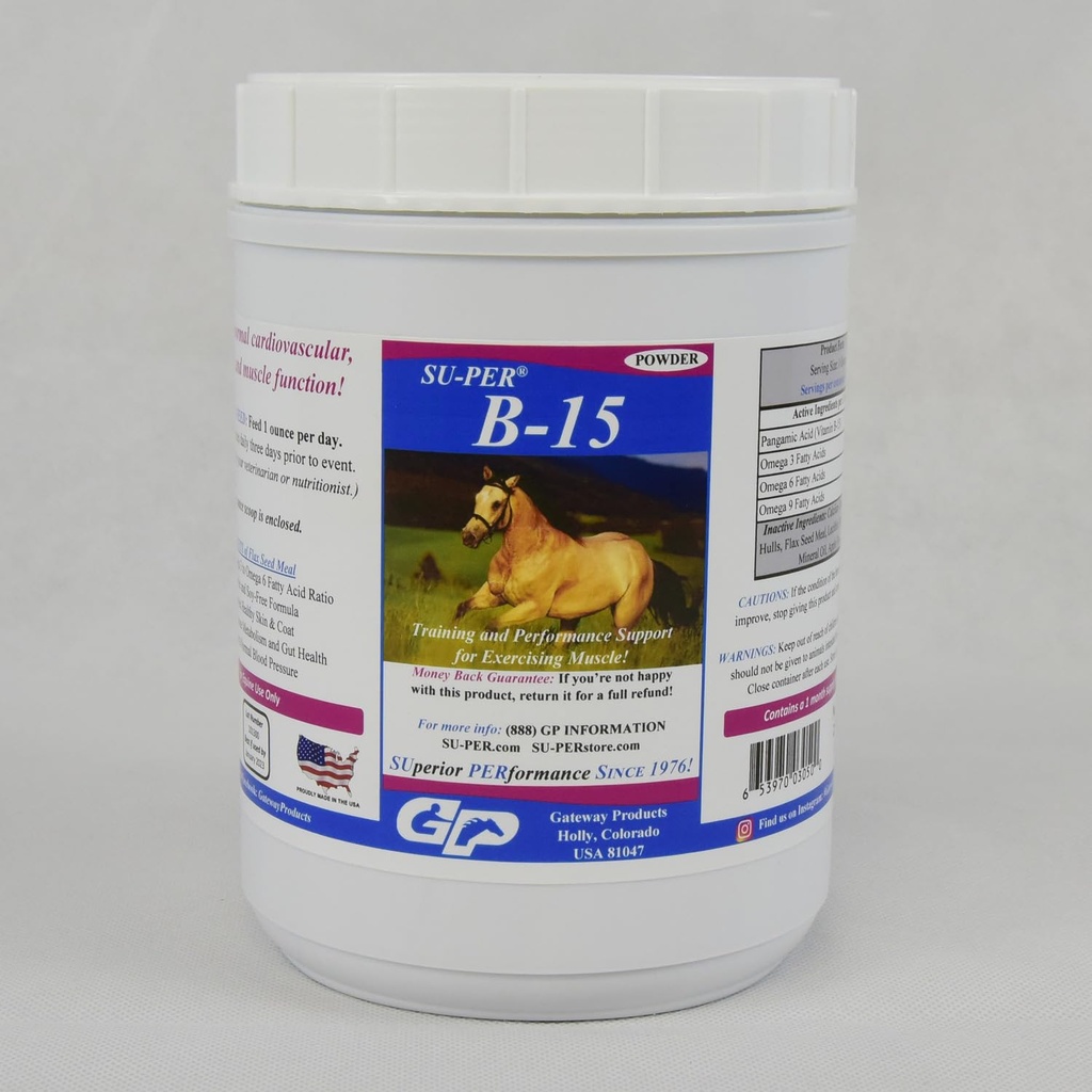 SU-PER B-15 Vitamin dodatek pro koně - Koňský vitamin B-15 Prášek pro podporu výkonu - 2,5 litru, (2 balení)