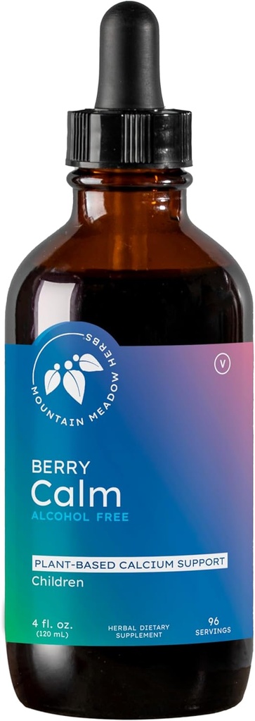 Mountain Meadow Bylinky Berry klid pro děti - Bylinný doplněk vápníku pro silné kosti, zuby, Focus & Relaxation, Great Ochutnávání tekuté formule, 4 oz