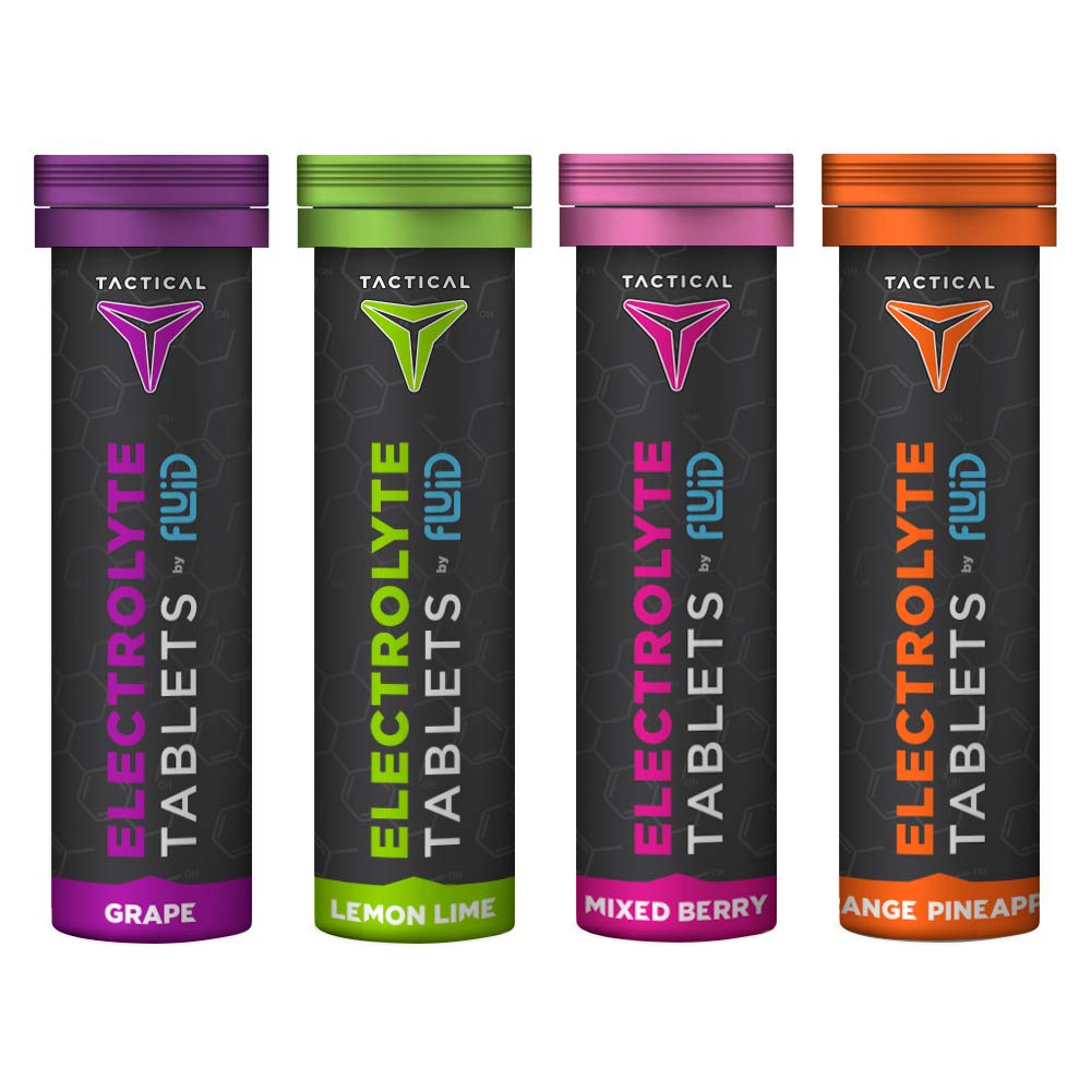 Tablety s tekutinou Tactical- Effervescent Hydration, Electrolyte Replacement & Dehydratační prevence, 4 balení, 40 porcí (Variety)