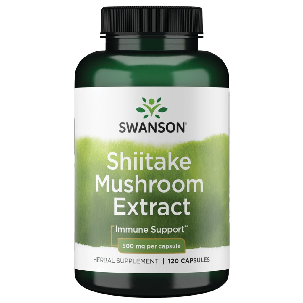 Swanson Shiitake Houba Extract (4: 1) 500 miligramů 120 Kapsle