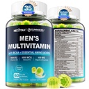 Methylovaný multivitamin pro muže Gummie, BCAA aminokyseliny, zinek, denní vitamin A C D3 E K2 B komplex, vápník, hořčík, lykopen, trávicí enzymy - Energie, imunitní, Muscle - cukr zdarma, Vegan, 60Cts