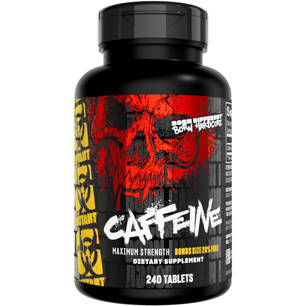 Mutant Caffeine pilulky - Pharmaceutical- Stupeň čisté kofein dodatek pro zvýšení energie, Focus, Duševní ostražitost, Výkon, & Vytrvalost - Snížení únavy a obnova Wakeency - 240 Tablety