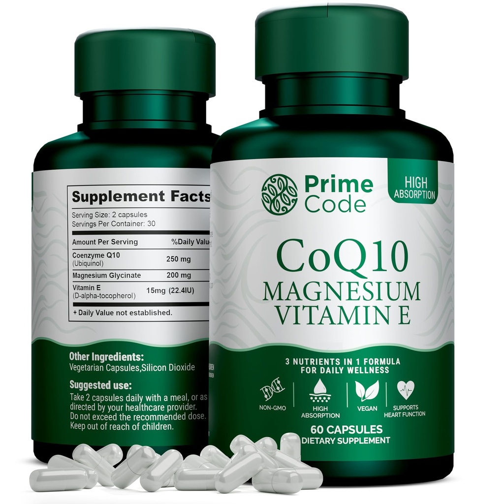 Primární kód [3 mg / kg] CoQ10 250mg s Glycinátem hořečnatým a vitaminem E CLAS124; CoQ10 Kapsle 250mg CLAS124; Glycinát hořečnatý 200mg CLAS124; Vitamin E 15mg CLAS124; Non- GMO CLAS124; Gluten & Soy Free CLAS124; Vegan