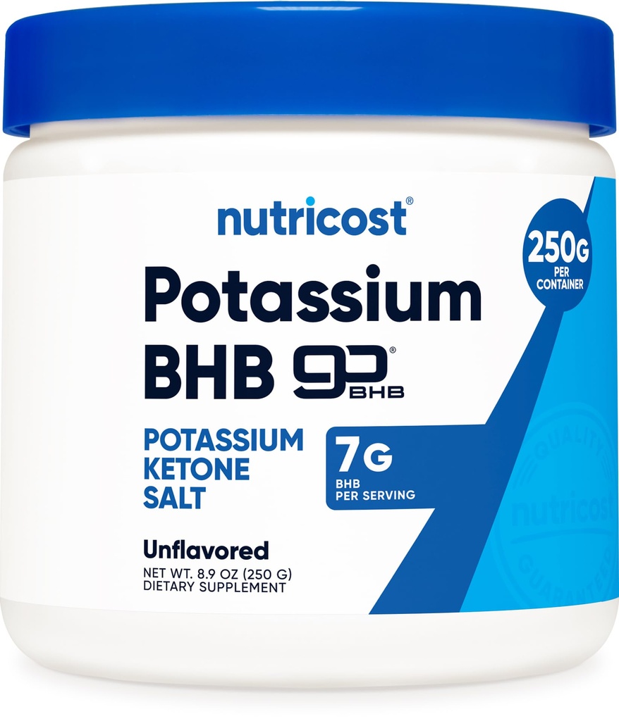 Nutricost Draslík BHB Soli, Exogenní Keton dodatek, 6.4g Beta- Hydroxybutyrát per Serving, 250 Grams
