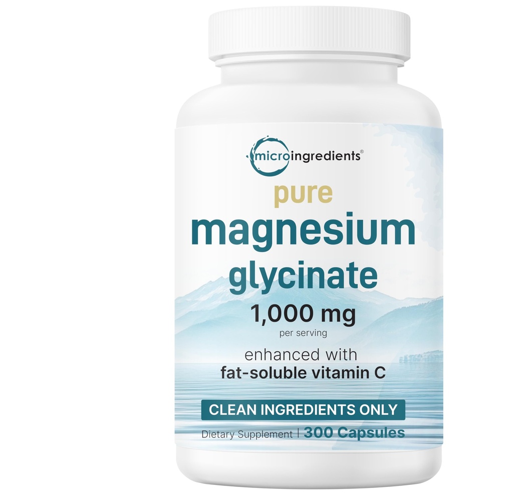 Čistá magnesium- glycinát 1 000 mg, 300 tobolek 124; 100% granulovaná pro Max Absorpce 124; Podpora spánku, svalů, srdce a nervu Zdraví 124; Vylepšená vitamínem C 124; Pouze používá aktivní složky