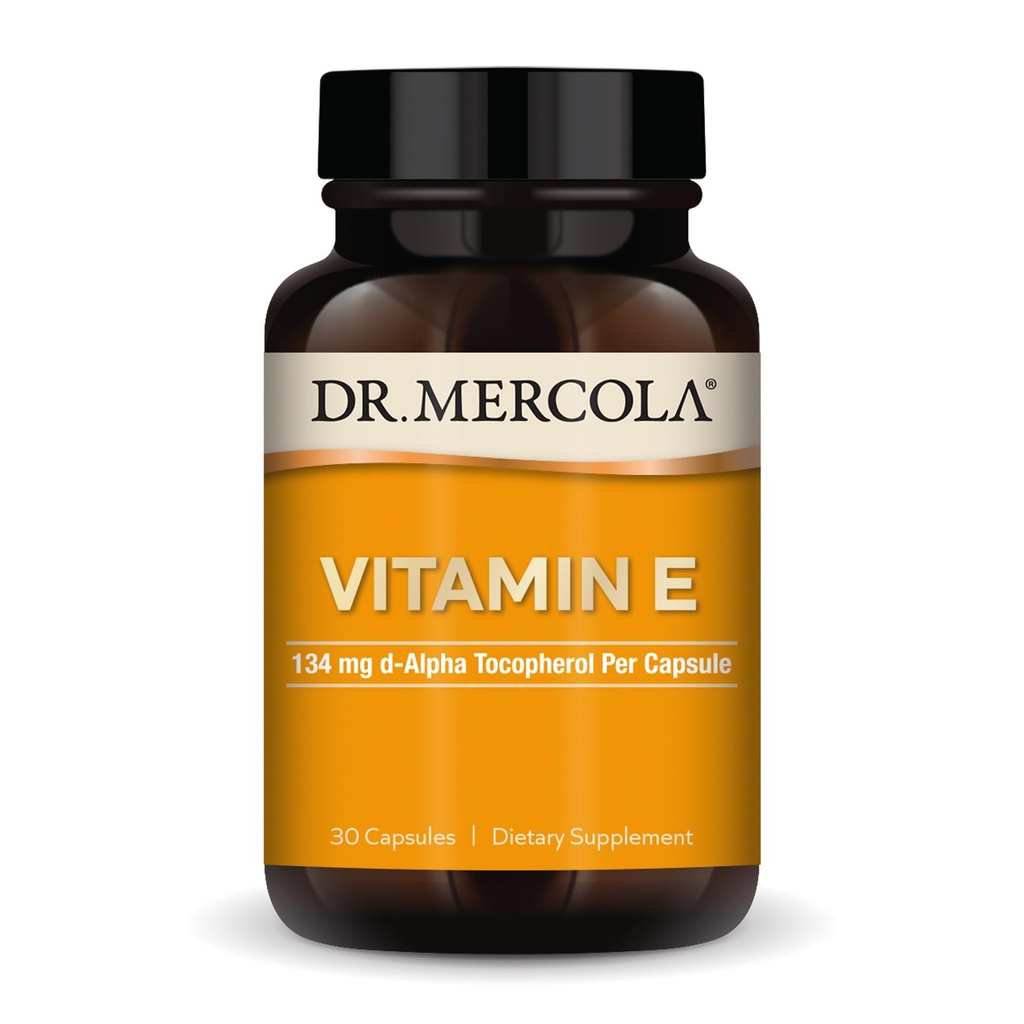 Dr. Mercola Vitamin E - Podporuje zdravý stav kůže a antioxidantů - Tocopherols a Tocotrienols Blend - Non- GMO, gluten- Free & Soy- 30 Kapsle (30 Servings)