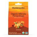 Wedderspoon Organic Manuka Honey Drops, Ginger & Echinacea, 20 Count (balení po 1) 124; Genuine New Zealand Honey OF 124; Perfect Remedy for Dry throats
