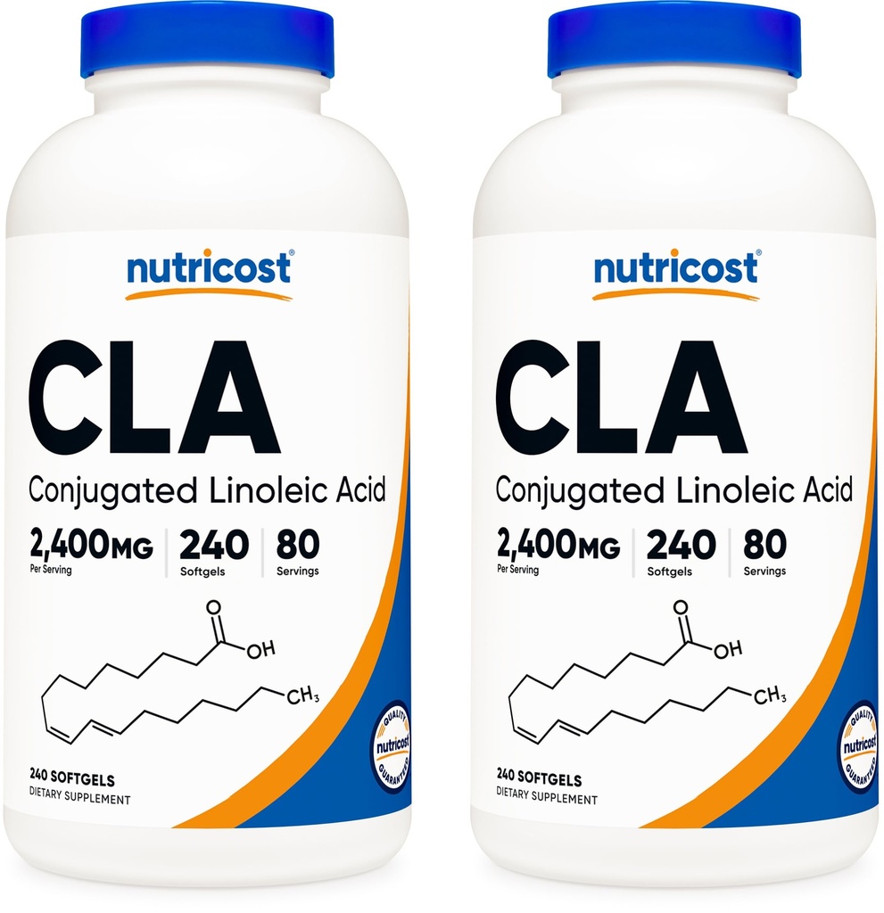 Nutricost CLA (konjugovaná kyselina linoleová) 2 400 mg, 240 Softgels - Gluten Free, Non- GMO, 800mg per Softgel (2 láhve)