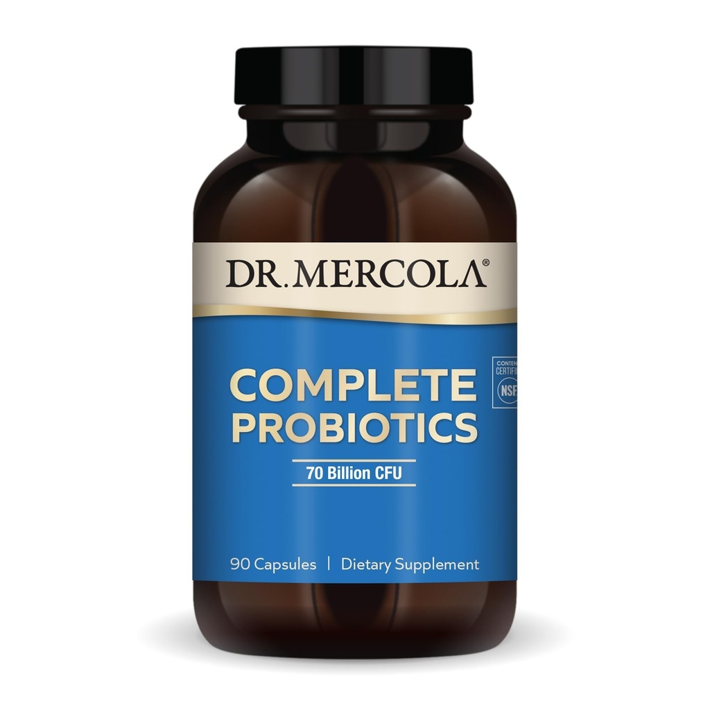 Dr. Mercola Kompletní Probiotika - 70 Miliardy CFU - Podporuje imunitní, stravitelné a Gut zdraví - Funkce 10 Strava - Schránka Stabilní - GMO- Free, Gluten- Free & Soy - 90 Kapsle (90 Služeb)